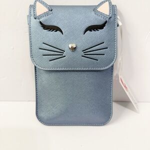 NWT Blue Cat Face phone Crossbody Bag